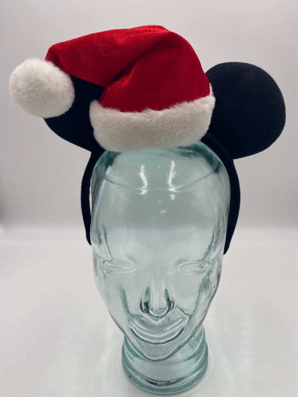 Disney Parks Mickey Mouse Santa Hat Ears Headband Christmas Holiday Tag cut off